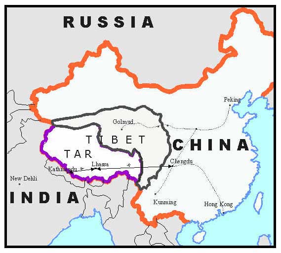 Тибет политическая карта мира